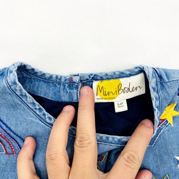 Mini Boden Chambray Embroidered Shooting Stars Top - Picture 3 of 4